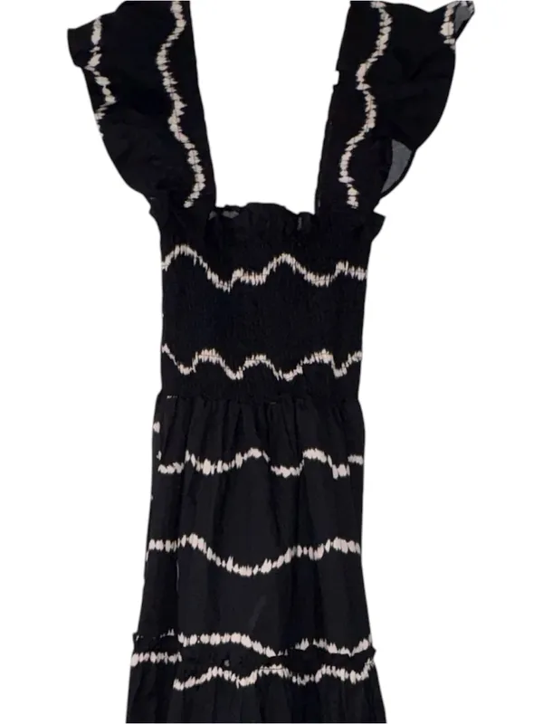 The Lulo Project Sunset Print Smocked Stretch Cotton Maxi Dress Medium NWT - Image 5