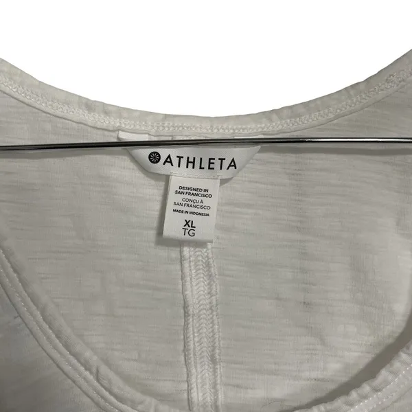 Athleta White Cotton Tank Top Womens Size XL‎ Lightweight Basic Casual - Image 3