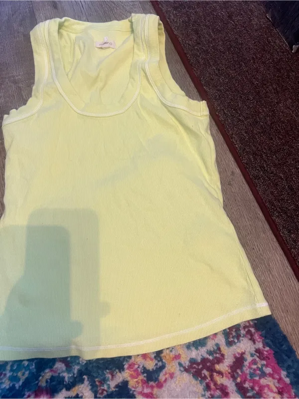 Pilcro Women’s Sleeveless Ribbed Tank Top - Light Yellow - Image 2