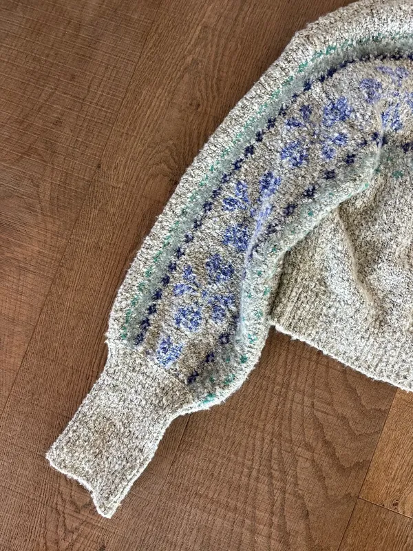free people fuzzy sweater pullover bubble sleeve - Image 2