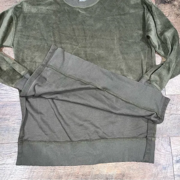 aerie Army Green Fleece Oversized Crewneck Sweatshirt - Image 8