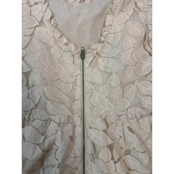 Tulle Womens Cream Floral Lace Ruffle Sleeveless Mini Dress Size‎ Large - Image 6