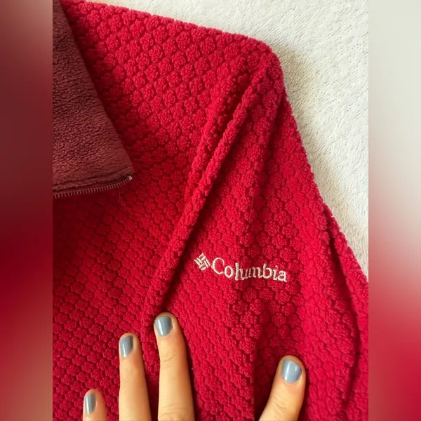 Columbia Size Large Ruby Red Fleece Pullover Jacket - Image 4