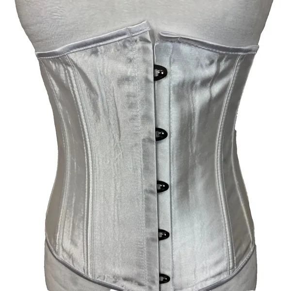 NWOT Underbust Boned Satin Lace Up Corset Bustier‎ Top w/Thong Sz M White Bride - Image 2
