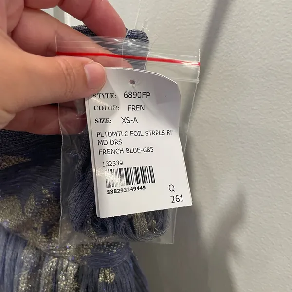 After Six Ruffle Tiered‎ Skirt Metallic Pleated Midi Dress Size XS - Image 6