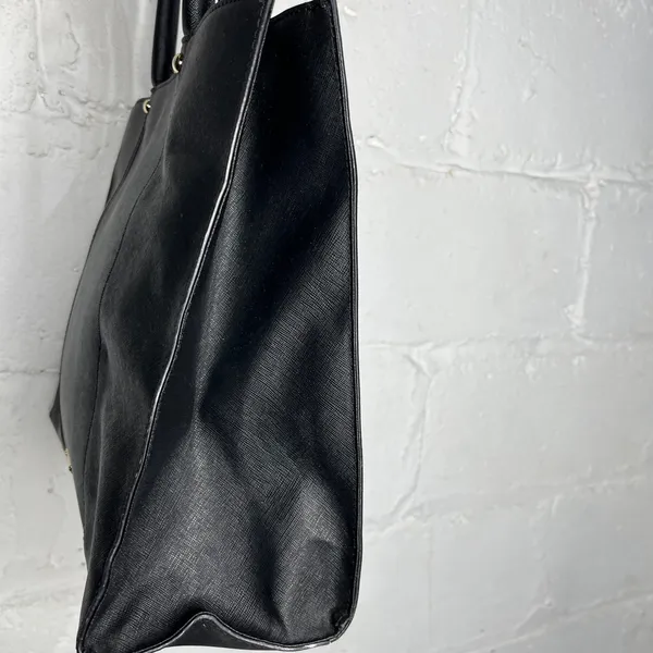Rebecca‎ Minkoff Women's Black Gold Embossed Leather Shoulder Tote Bag - Image 5