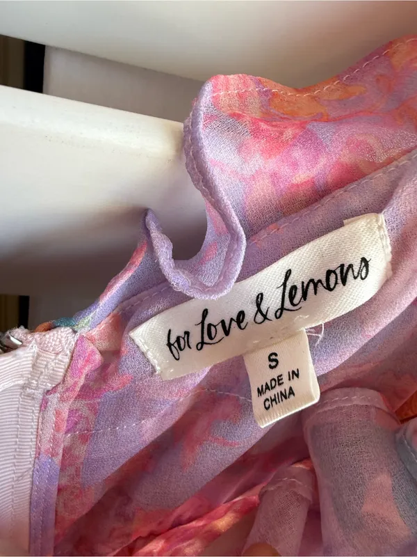 For Love & Lemons Pastel Patchwork Midi Dress - Pink, Lavender, Peach - Image 6