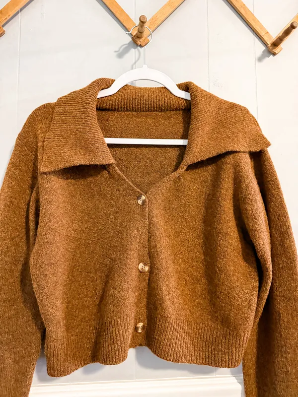 Commence Brown Cropped Cardigan - Image 5