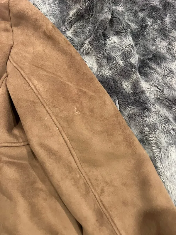 Jones New York Suede Shearling Jacket - Brown & Cream - Image 6