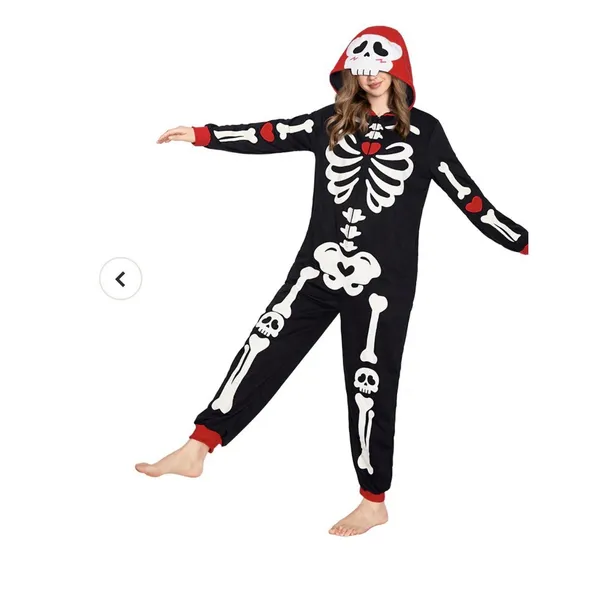 Halloween Skeleton Glow In The Dark Pajamas Plush Size Small - Image 2