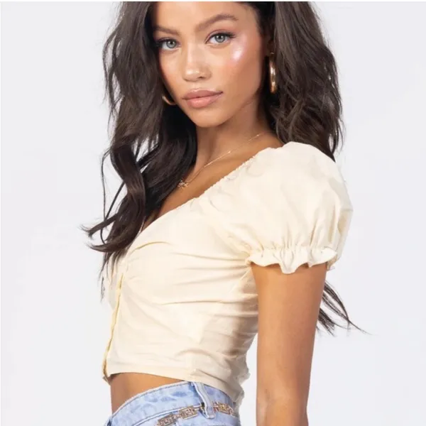 Princess Polly Abe Crop Top in Lemon Size 2 New with tag - Image 4