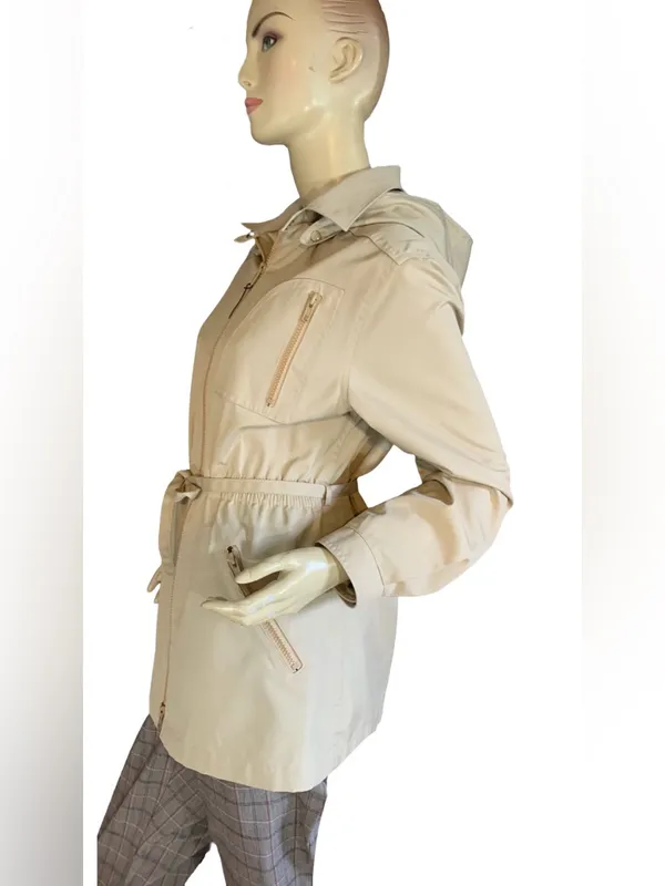 Vintage 1980'S Tan London Fog Lightweight Short Utility Trench Coat (11/12/M) - Image 4