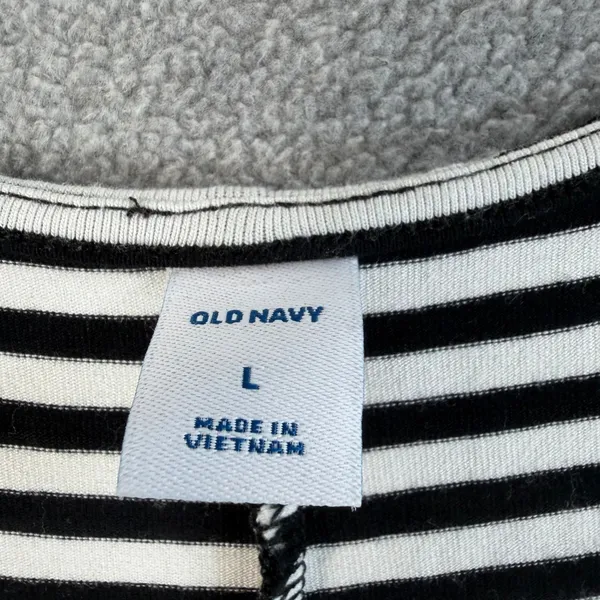 Old Navy Women's Large Black White Stripe Tank Dress Casual Sleeveless Swing - Image 4