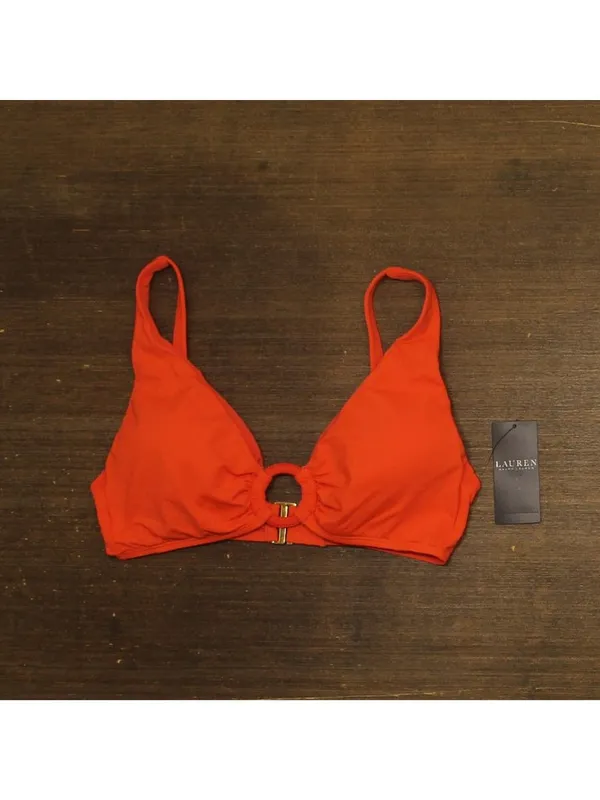 NWT Lauren Ralph Lauren Macrame O Ring Bikini Top Swim Persimmon Orange 10 - Image 4