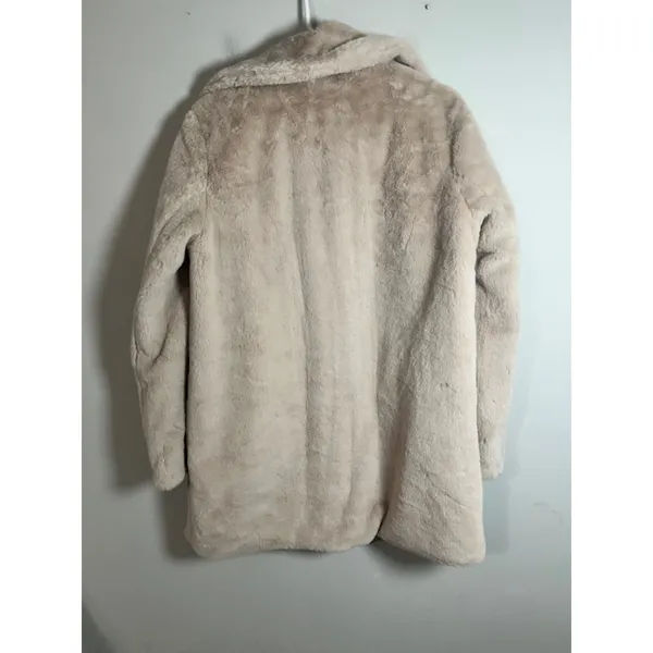 Rachel Rachel Roy Women Beige Faux‎ Fur Notch Lapel Snap Front Coat Medium - Image 7