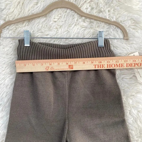 🆕 Vintage Havana Olive Grey Slim Fit Knit Fold Over Flare Pant Elevated Lounge - Image 4