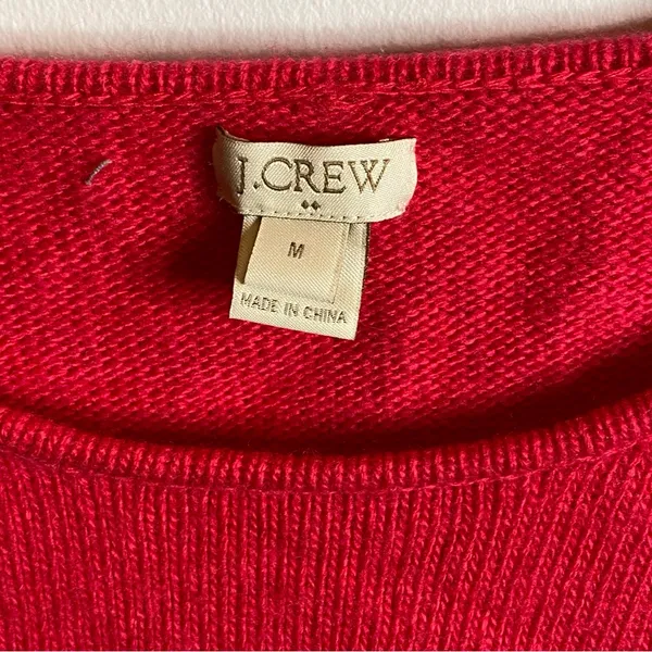 J. Crew Hot Pink Wool Blend Crew Neck Long Sleeve Sweater -‎ Women's Medium - Image 3