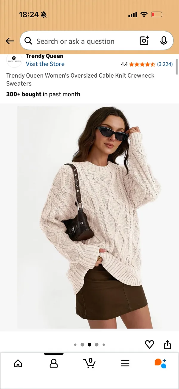 Amazon Oversized Cable Knit Sweater Cream - Image 5