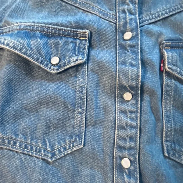 Levi's Premium Dorsey Patchwork Western Shirt Sm Pearl Snaps NWT Oversized Baggy - Image 6