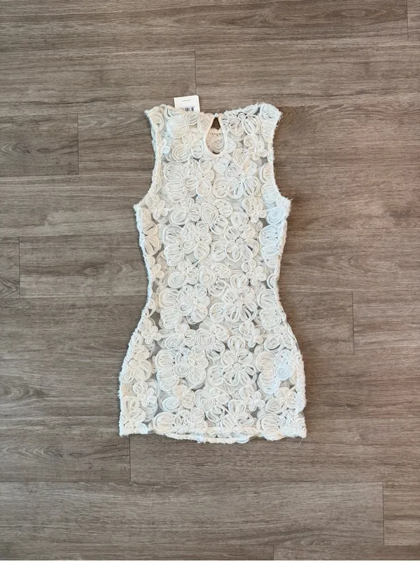 NWT Peppermayo Candace Mini Dress in Ivory, Size 4 - Image 2