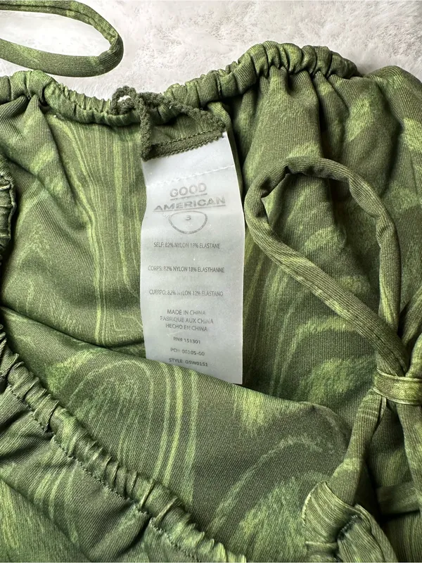 GOOD AMERICAN SET: Sarong & Tiny Ties Bikini Bottom • Pesto Swirl • Size Large 3 - Image 6