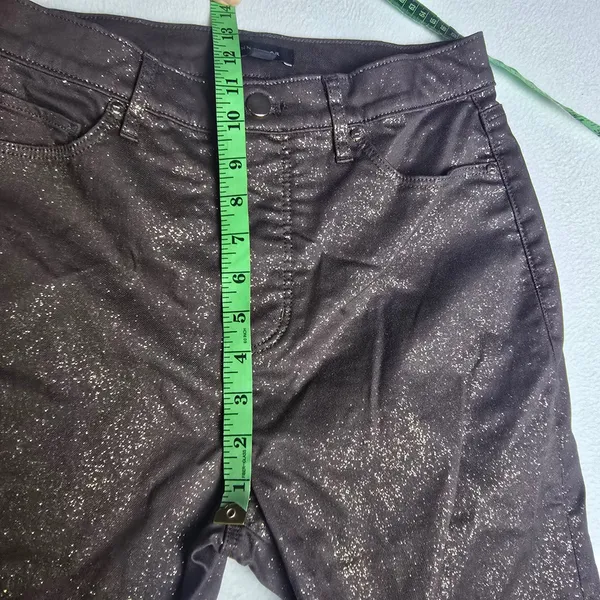 Ann Taylor Brown Gold‎ Metallic Foil High Rise Wide Leg Pants Size 4 Sparkle - Image 8