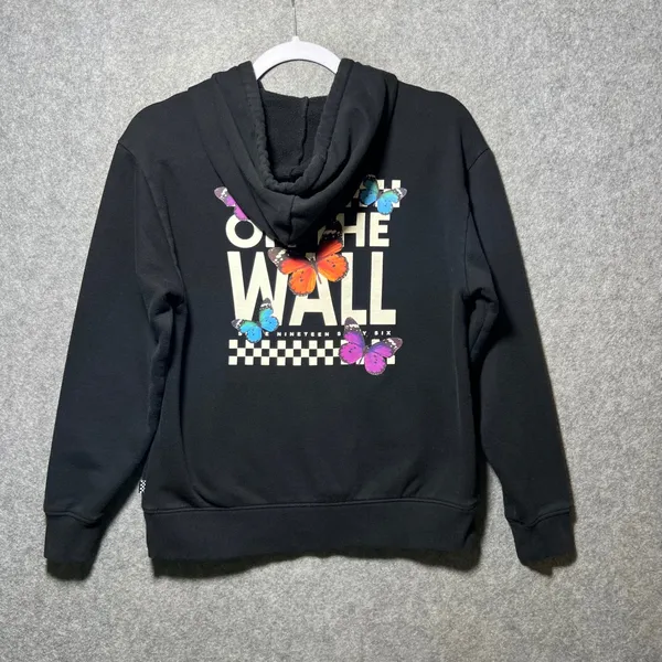 Vans‎ Off The Wall Butterfly Graphic Hoodie Black XS Skater Sweatshirt - Image 7