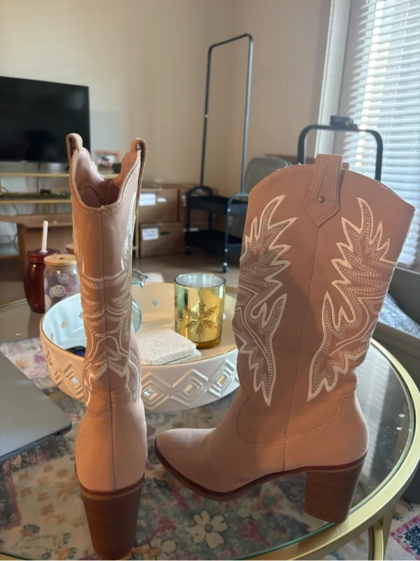 Altar'd State Light Pink Cowgirl Heeled Boots - Image 3