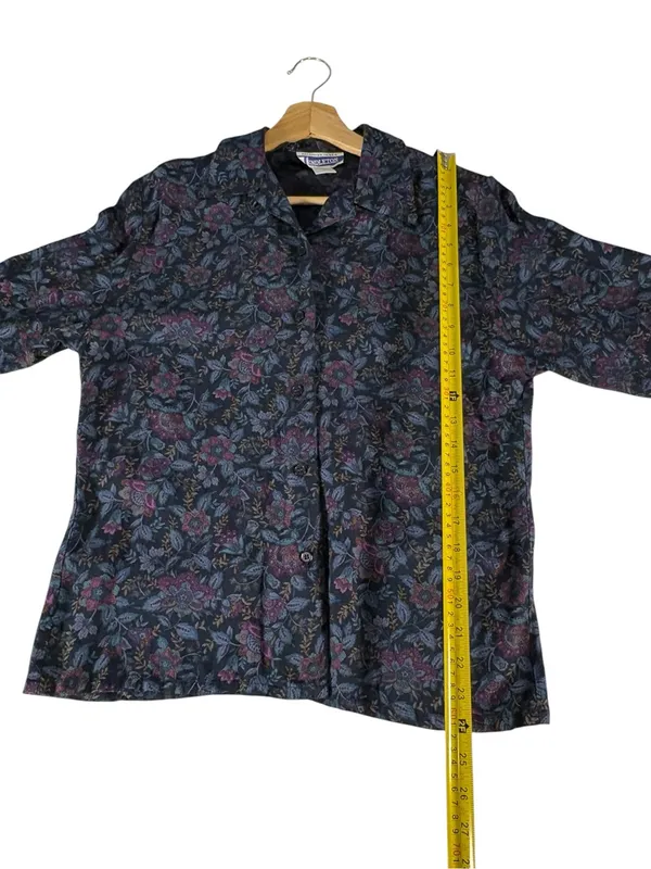 Vintage 90s Pendleton Womens 10 Floral Rayon Blouse Whimsigoth Button Down - Image 8