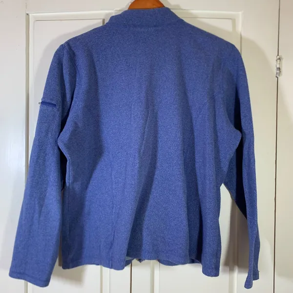 LL Bean Women L Blue Full Zip Fleecy Mock Neck 247230 Pocket Gorpcore READ - Image 7