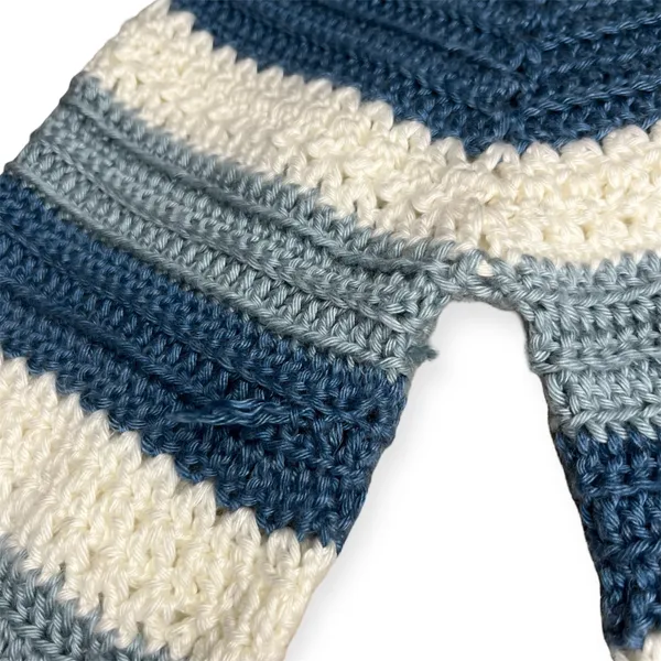 Blue White Stripes Crochet Y2K Handmade Sweater Fall Winter - Image 4