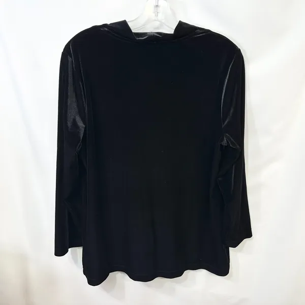 Lands End Large Top Black Velvet Cowl‎ Neck Holiday Formal Evening Witchy 190 - Image 2
