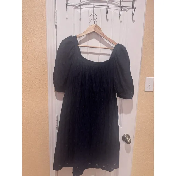 ANTHROPOLOGIE Maeve Puff-Sleeved Sweetheart Mini dress M BLUE color - Image 3
