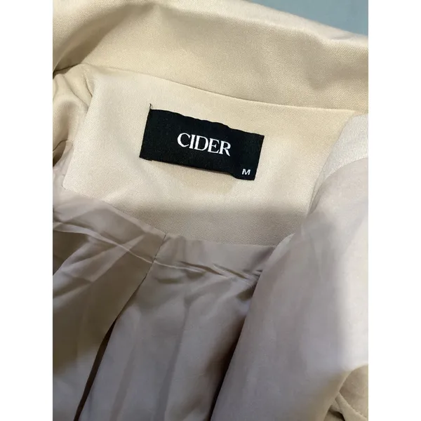 Cider Womens Beige Cropped Blazer Single Button Jacket CD20230510308796BZ M - Image 4