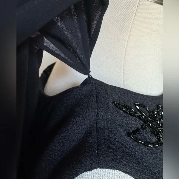 Vintage Liz Claiborne Night Black‎ Beaded Cocktail Dress Size 8 - Image 8