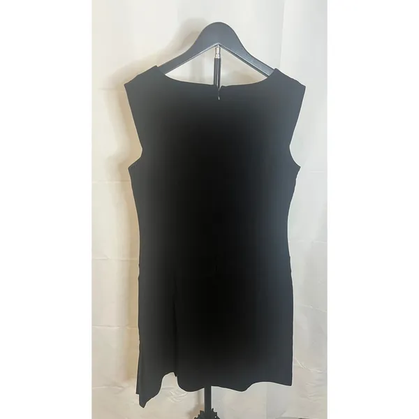 White House Black Market Womens Black Asymmetrical Pleated Hem‎ Sheath Dress 8 - Image 4