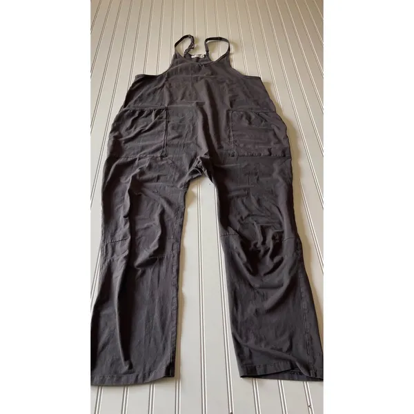 Oufeiya Charcoal Gray Wide Leg Overalls Adjustable Straps Drop Crotch Jumpsuit M - Image 2