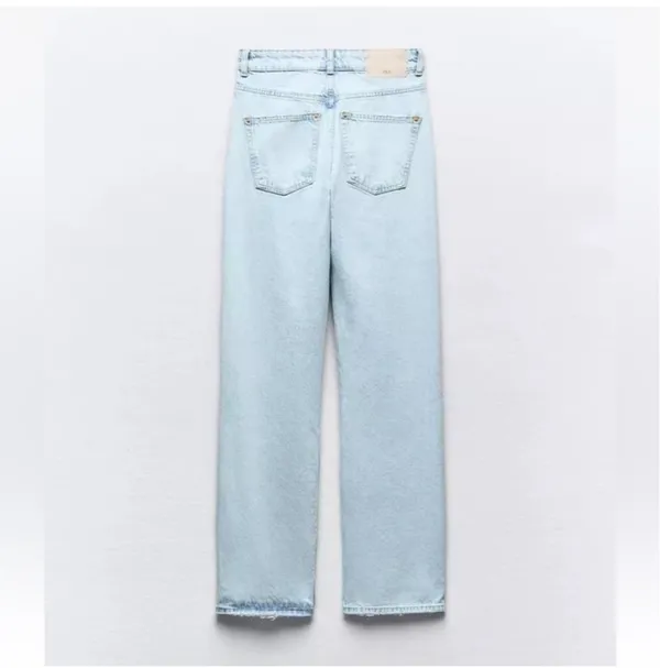 Zara High Waist Long Length Regular Leg Jeans - Image 4