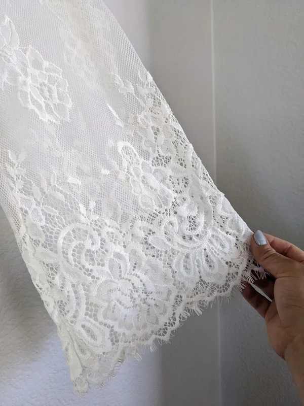 Lace Long Open Cardigan Sweater, Small, Ivory Cream - Image 5