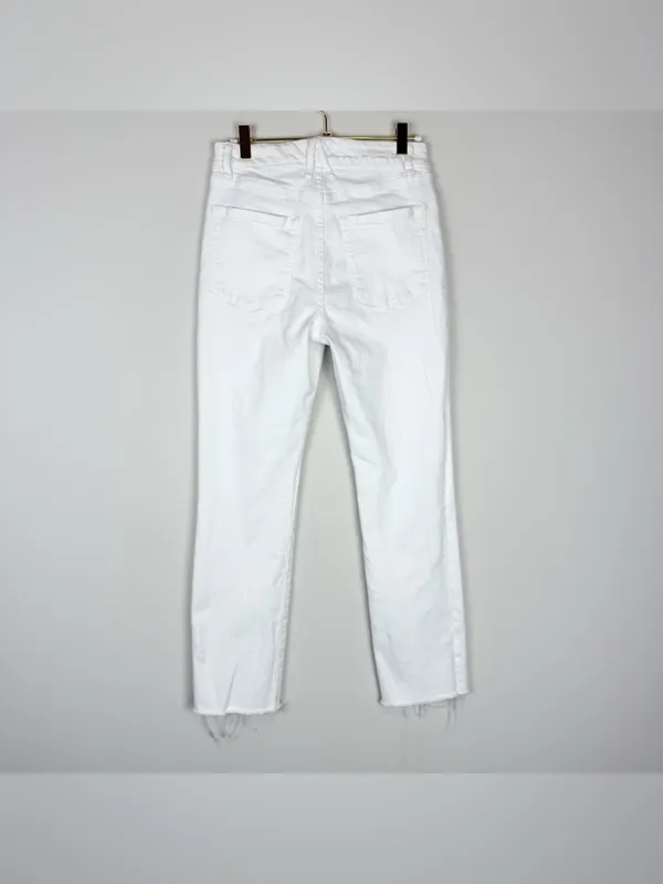Good American Good Straight High Rise Raw Hem White Jeans Size 4/27‎ - Image 12