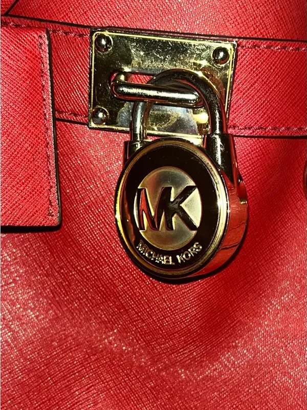Michael Kors Hamilton Satchel Red grained leather. - Image 6