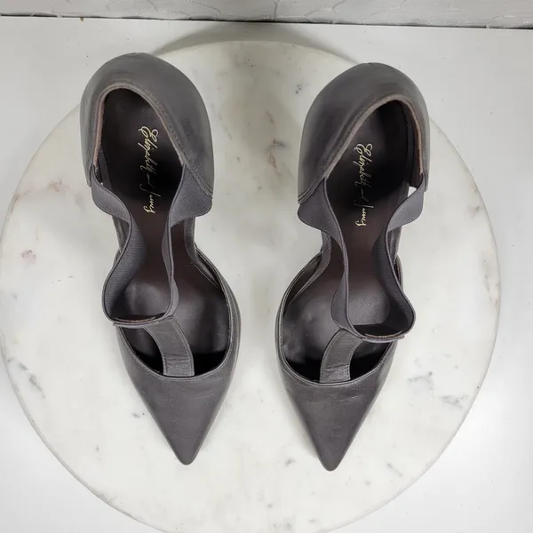 Elizabeth & James Stiletto Heels Womens 8 Gray Leather T-Strap Metal Spike Heel - Image 14