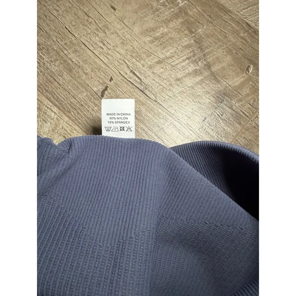 Unbranded Ribbed High Waisted Seamless‎ Leggings Slate Blue Size Large - Image 4
