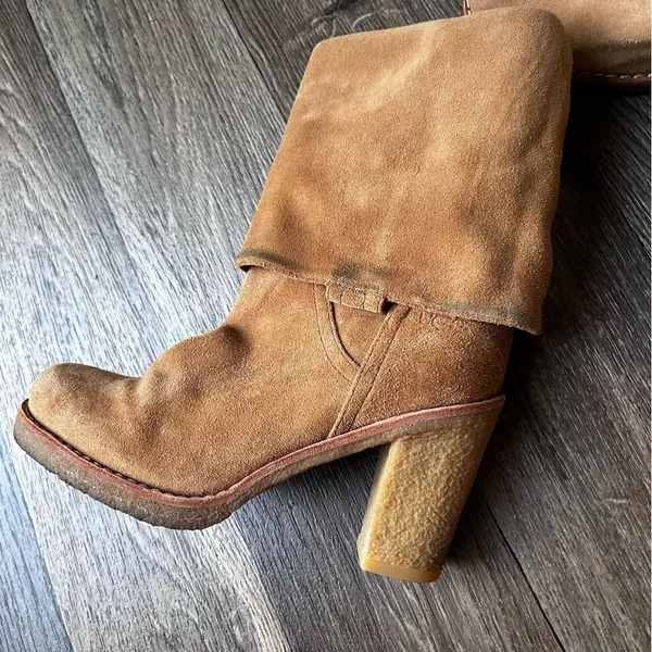 UGG Tan Heeled Suede Boots - Image 12