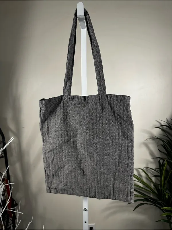 D2. American Eagle Outfitters gray, herringbone fabric tote bag. - Image 2