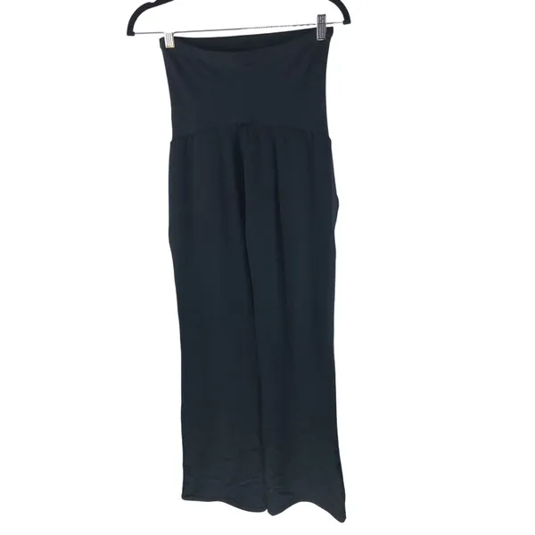 Iuga Maternity Yoga Pants Boot Cut Pockets Pintuck Black L - Image 2