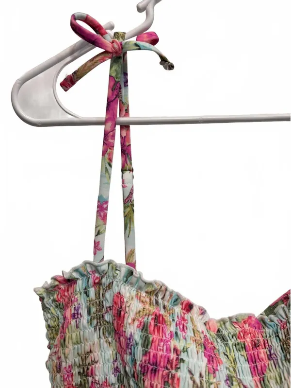 Decree Island Escape Floral Smocked Open One Piece Swimsuit Plus Size XXL - Image 6