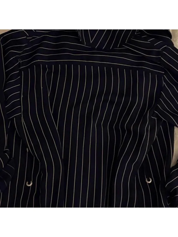 Aritzia (babaton) navy blue pinstripe blazer/jacket with tie waist belt included - Image 2