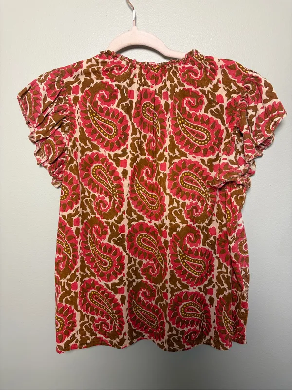 Cleobella Calla Blouse Organic Cotton Top boho flutter sleeve - Image 12