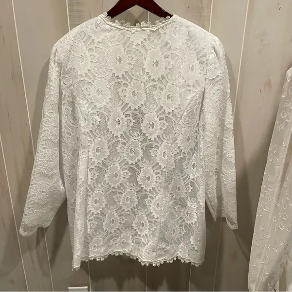 Sweet vintage 80s white lace angel baby fairy lined jacket blazer open front - Image 11